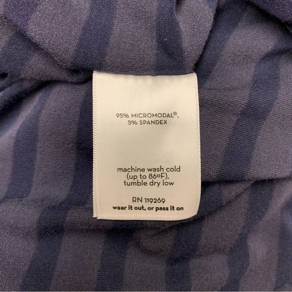 Nau Repose Striped Blouson Dress Size Medium Blue Micromodal Jersey Short Sleeve - Picture 7 of 7